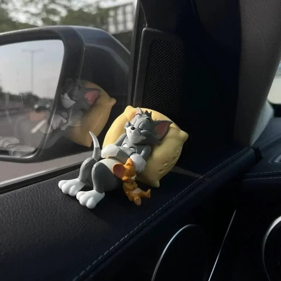 Cartoon Decoration Tom Cat Jerry Mouse Cat Ornament Cute Desk Decorations Adorable Figurines Toy Figures Car Home Decoration
